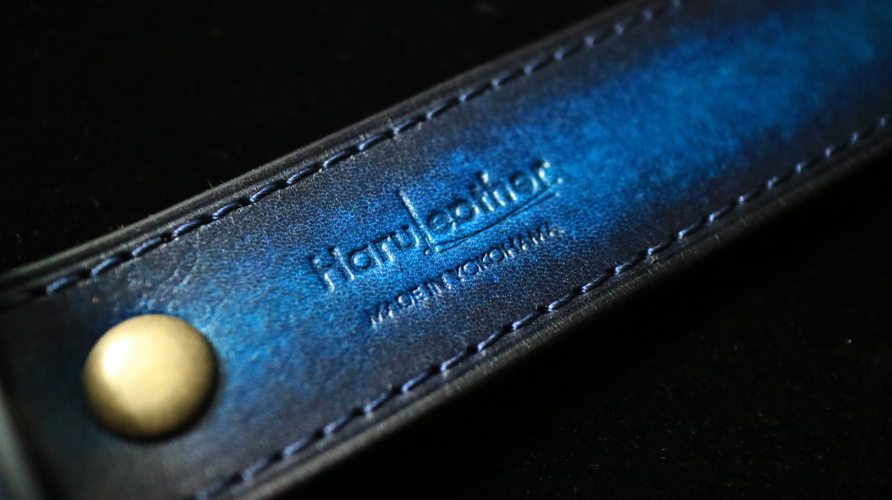 手染め高級レザーベルト【ブルーアンティーク】 | Haruleather