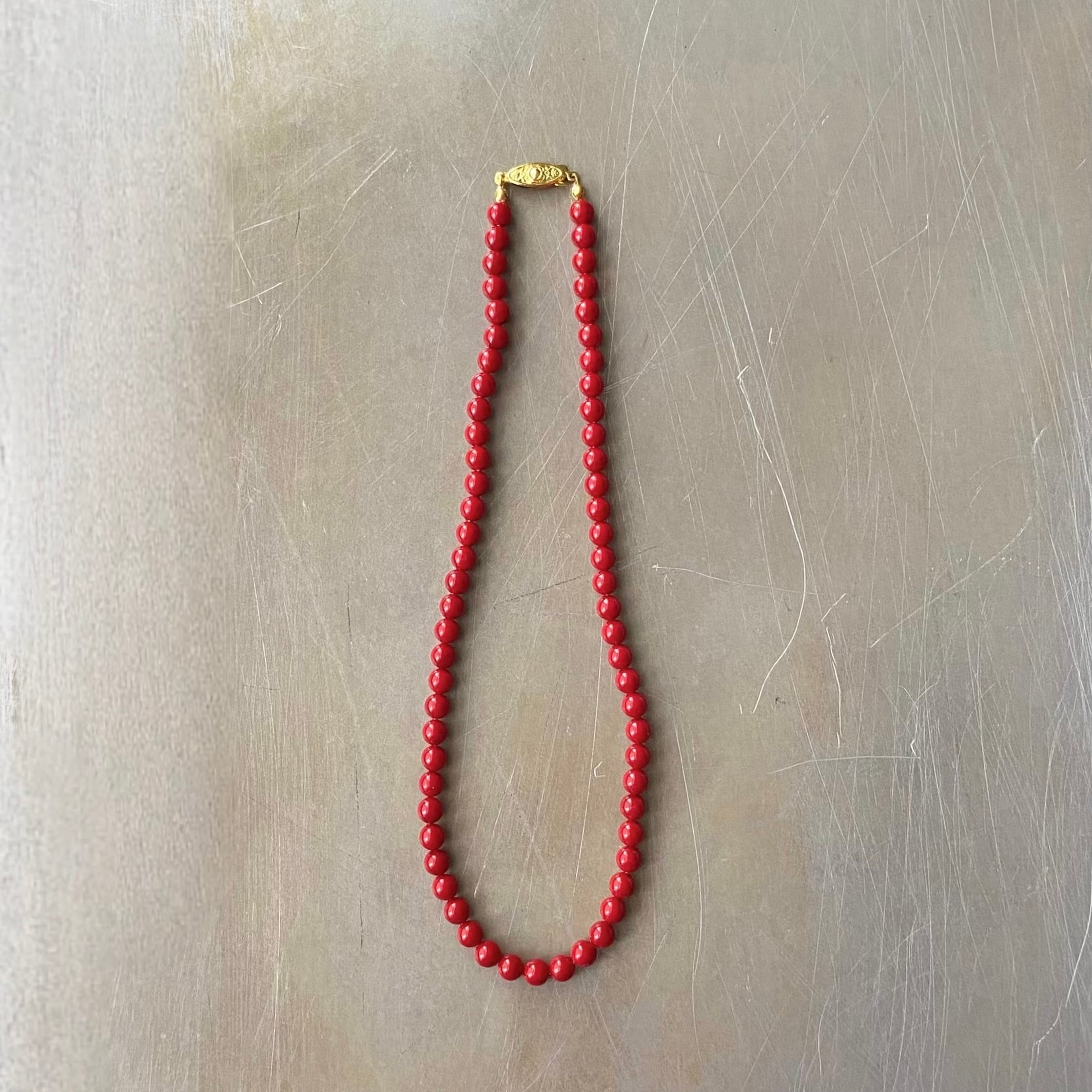 Vintage 70s-80s retro red beads necklace レトロ ヴィンテージ