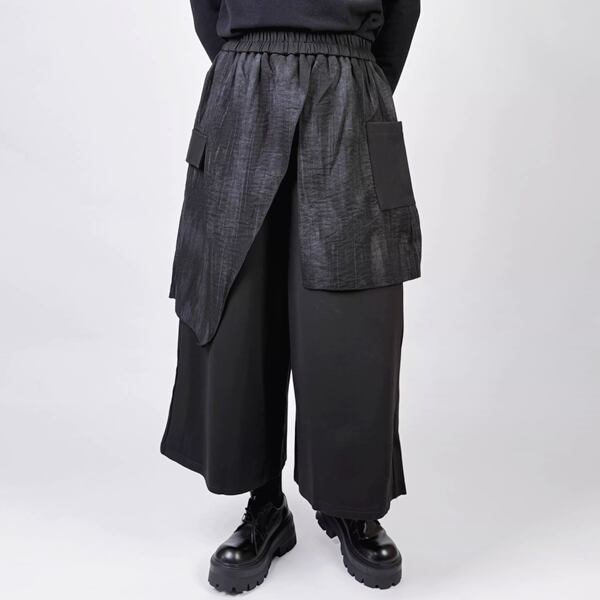 フェイクレイヤードダークワイドパンツ(ruf_02837)