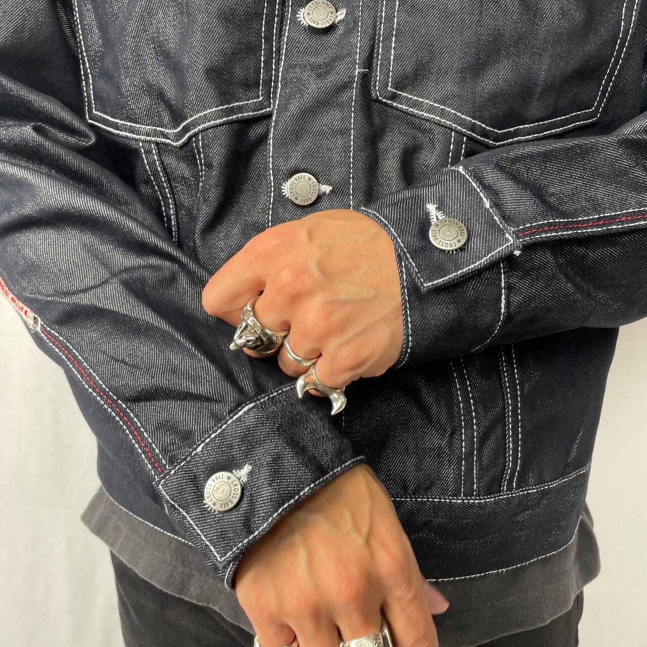CROSS BALL USA WEAR デニムジャケット メンズM-L相当 古着 ビンテージ 