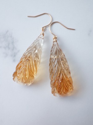 Caving Citrine Earrings