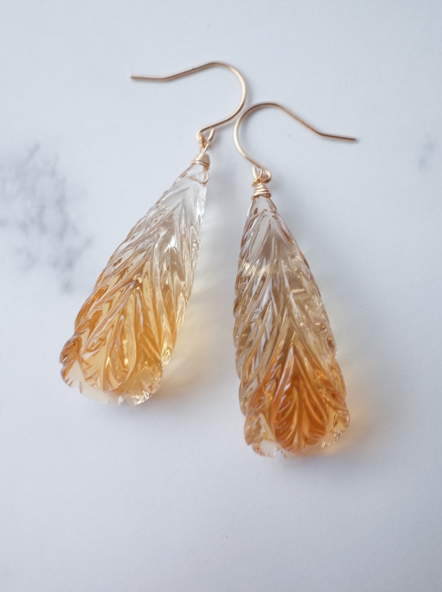 Caving Citrine Earrings