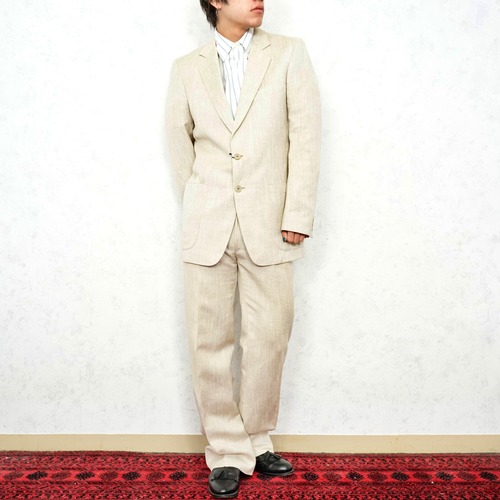 EU VINTAGE LEBOLE DESIGN LINEN SET UP SUIT/ヨーロッパ古着デザインリネンセットアップスーツ