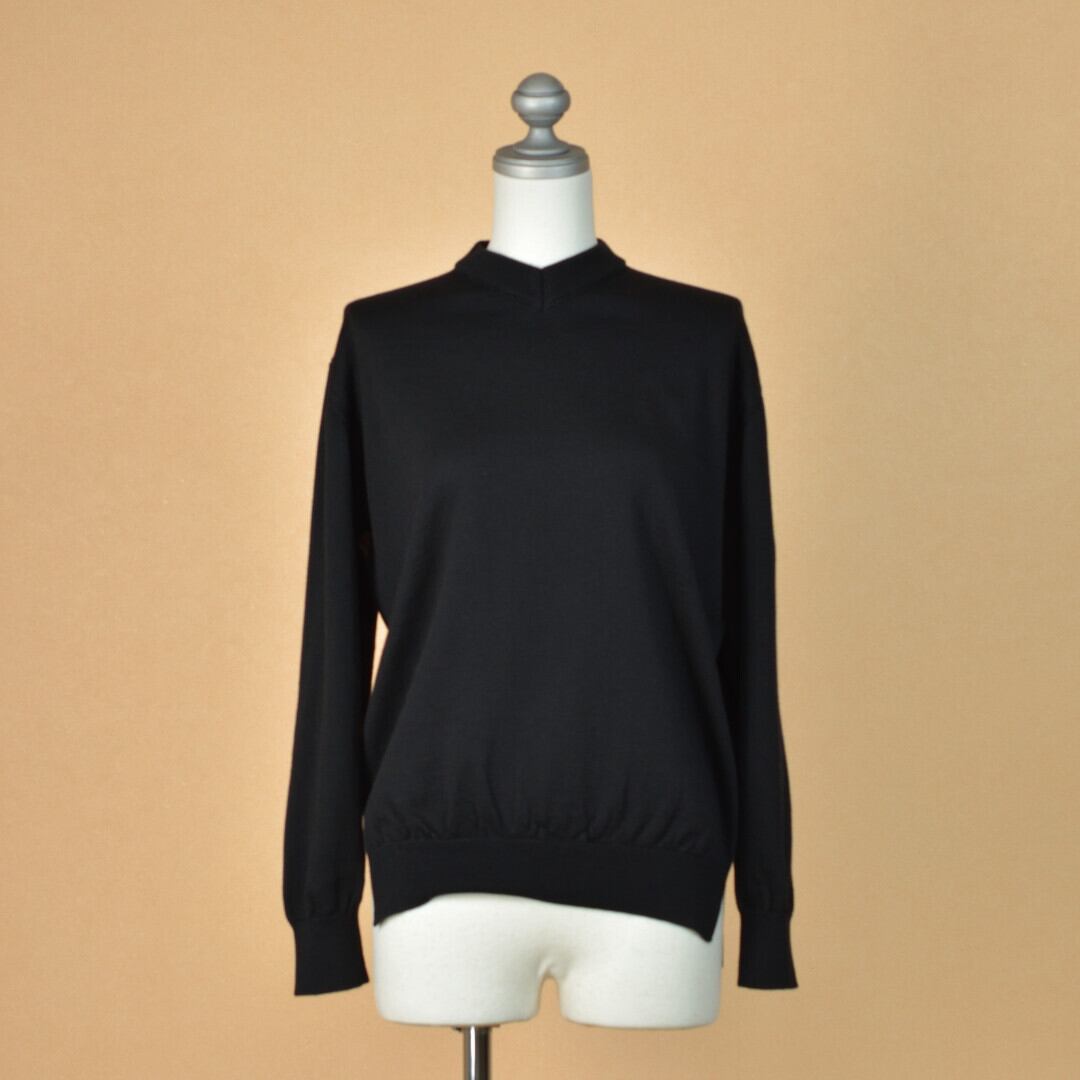 atelier naruse アトリエナルセ コットンウールVネックニット・ブラック