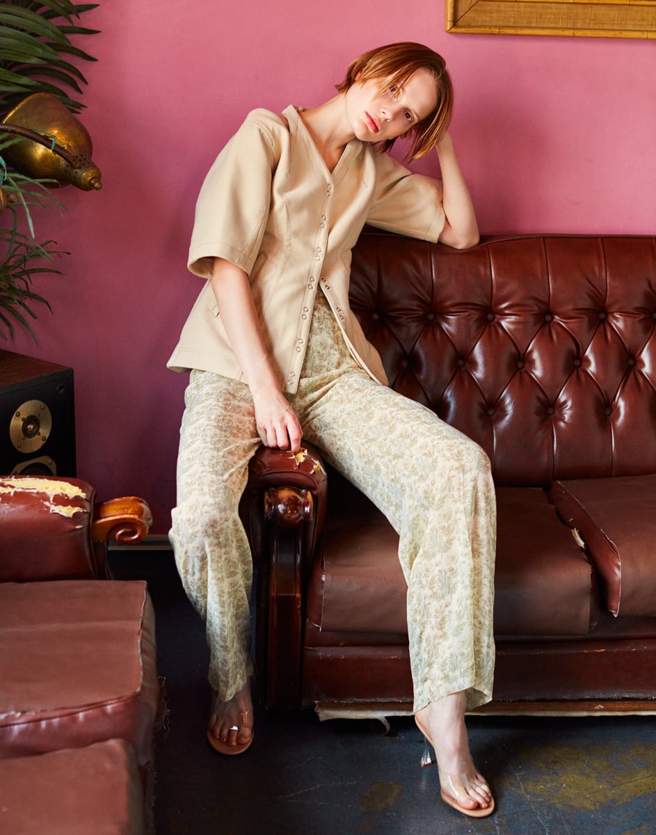 絹製品（ポウセ） botanical silk pants | paume