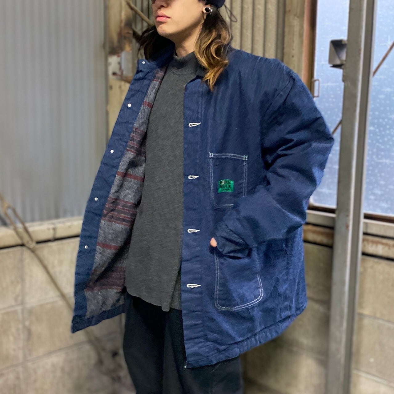 ビッグサイズ 90年代 ビンテージ WORK WEAR BY Wrangler ラングラー デニム カバーオール ワークジャケット メンズ2XL相当  古着 ブランケットライナー 濃紺 90s ヴィンテージ 大きいサイズ【ワークジャケット】 | cave 古着屋【公式】古着通販サイト