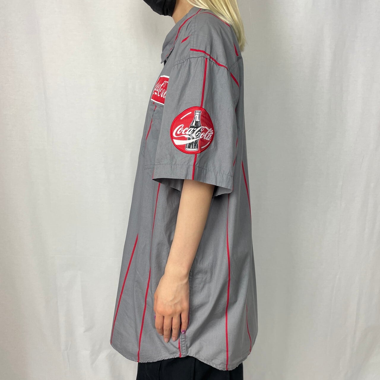 ビッグサイズ コカ・コーラ Coca-Cola 企業ロゴ ワッペン ストライプ