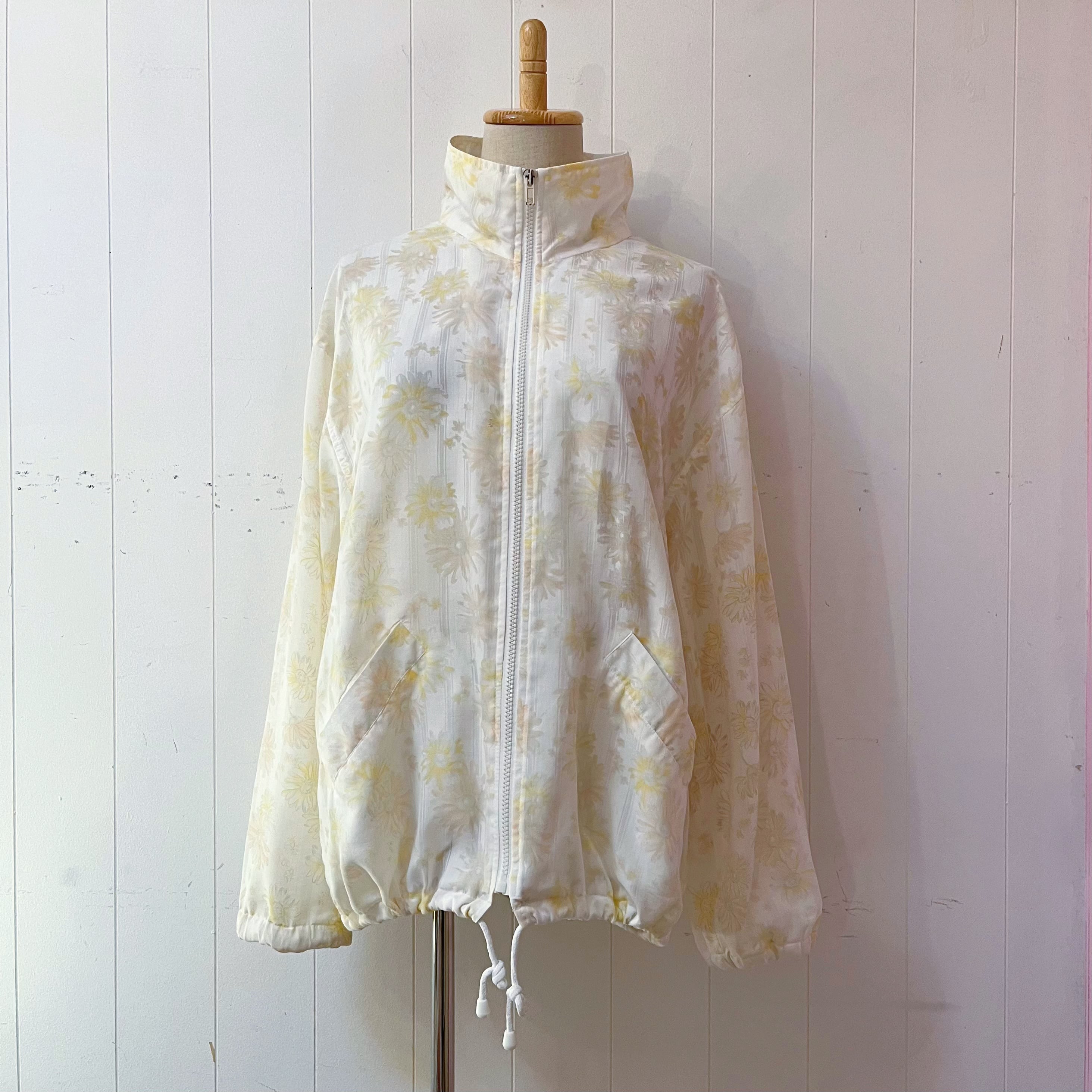 flower stripe sheer zip-up jacket
