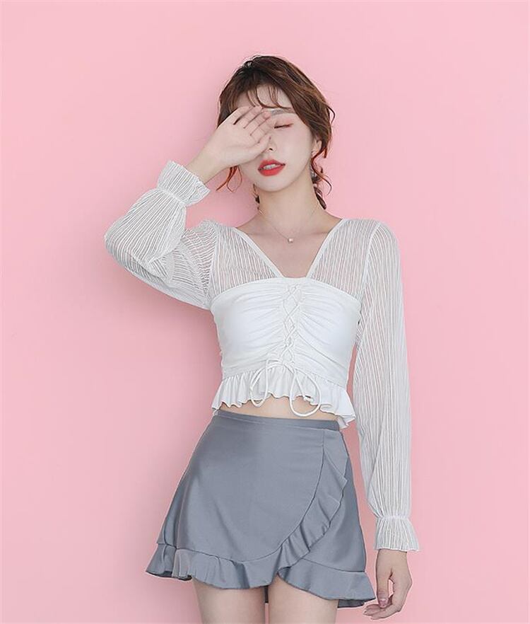 きちんと感をGET 長袖 温泉 秋 冬 水着 ショーシン スモールブレストギャザー