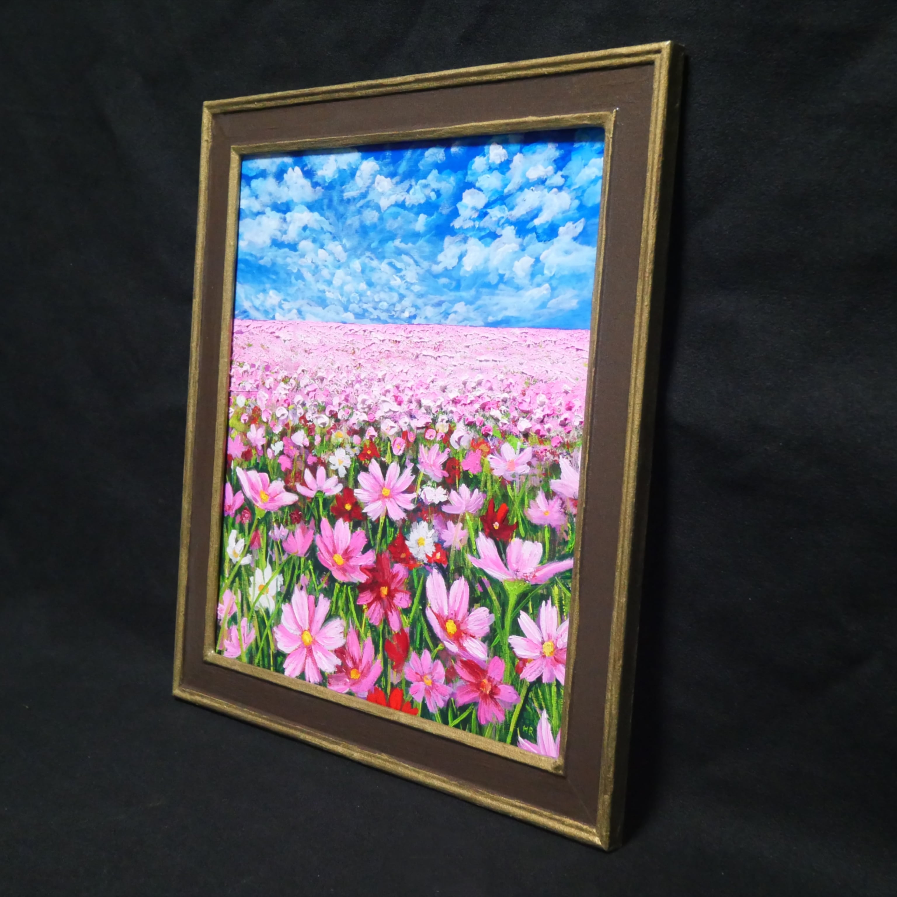 油絵 油彩 油彩画 絵画 絵【秋空とコスモス】 | HIROSHI1990