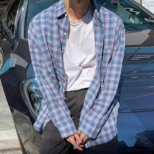 チェック柄オープンカラーシャツ　0209