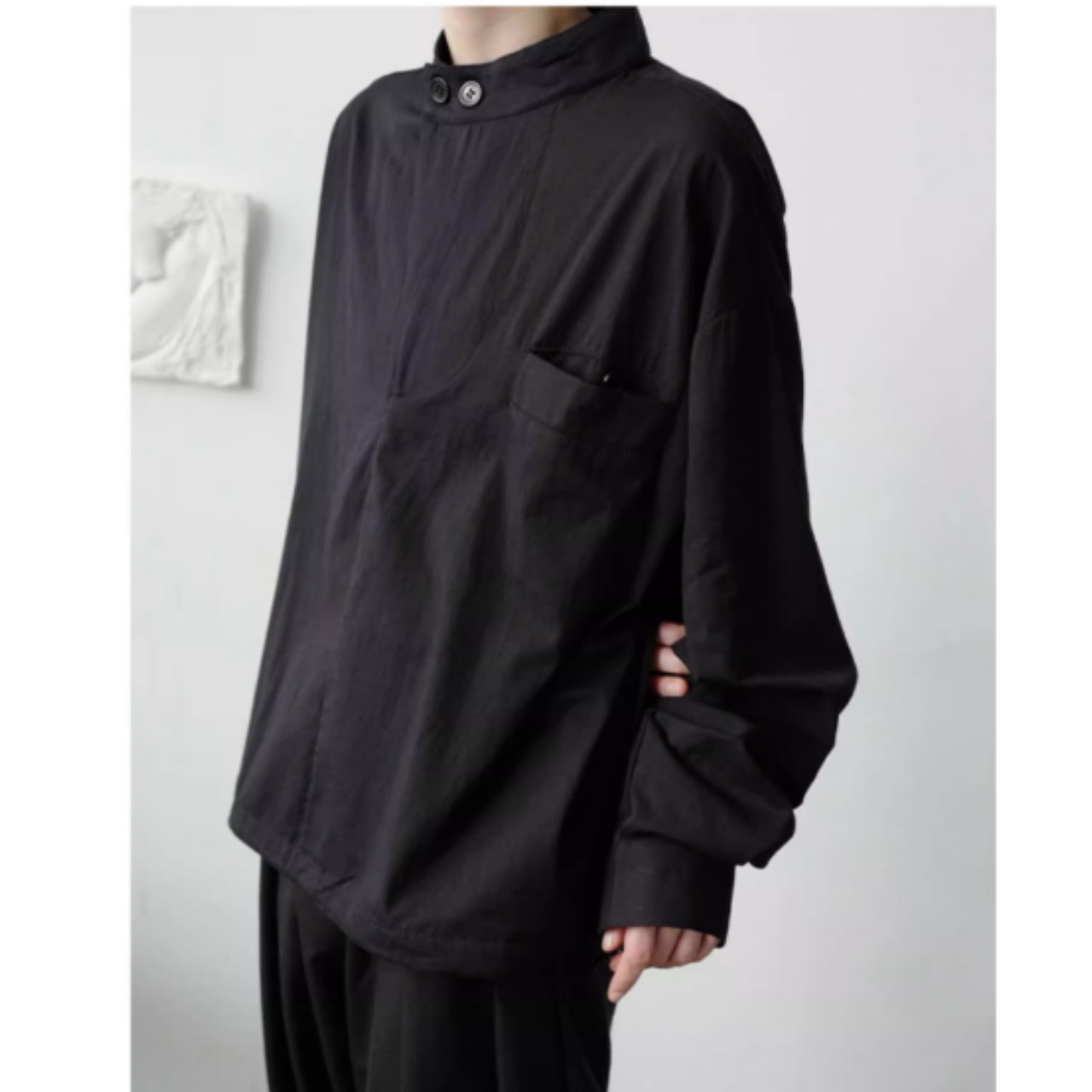 フロントジップ スタンドカラーシャツ　TB1727・画像3