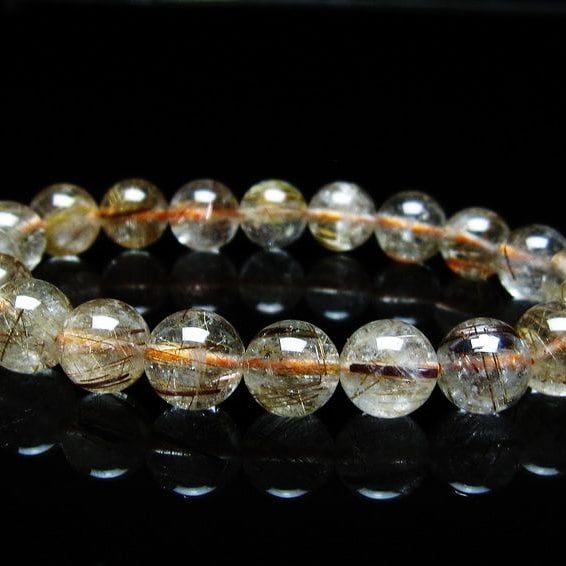 キャッツアイルチルクォーツ ブレスレット 9mm ルチルクォーツ ブレス 一点物 メール便可 [M便 1/10] 111-45821