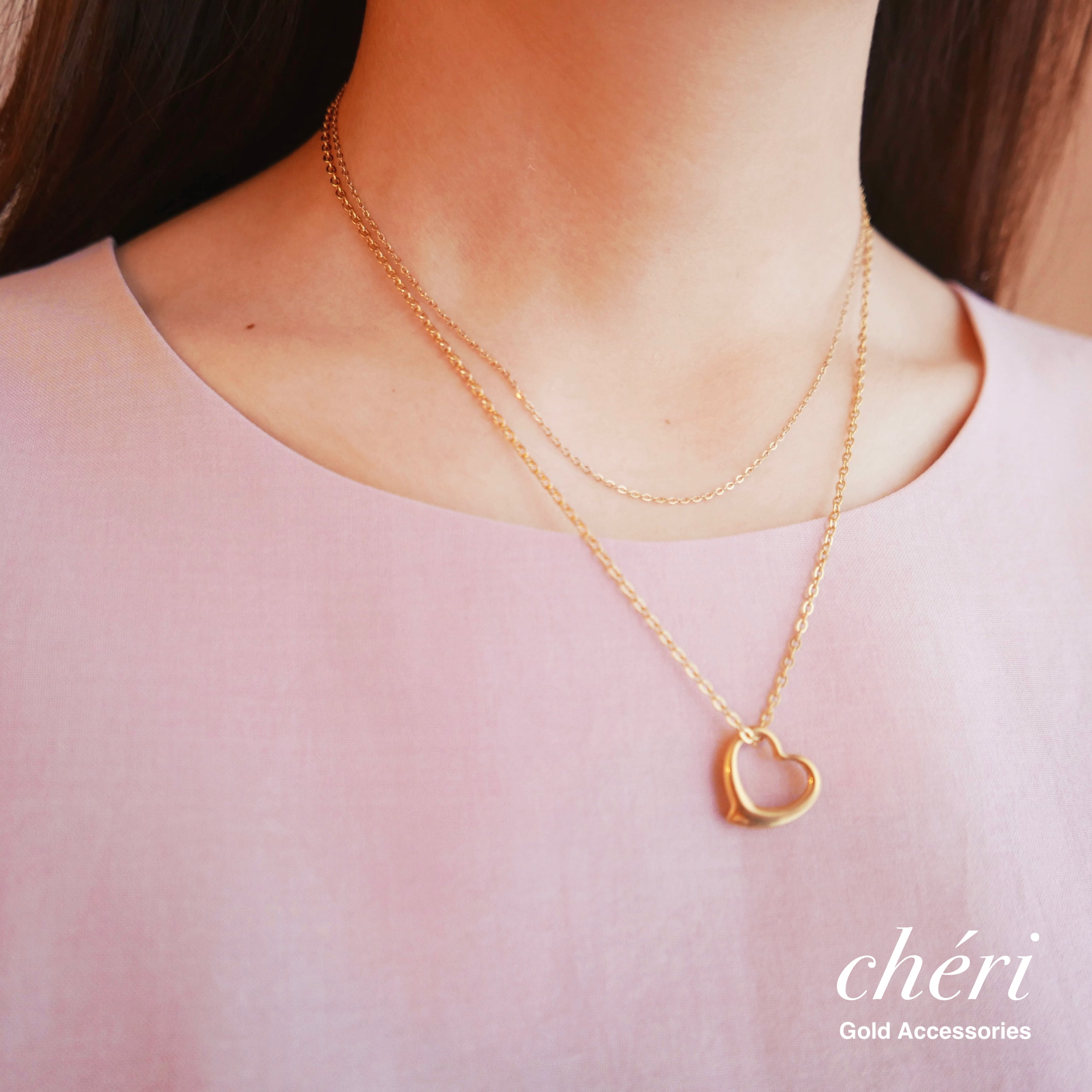 ハートモチーフネックレス | cheri | ゴールドアクセサリー（ピアスと