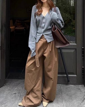 ボリュームストレートワイドパンツ 3color A0542