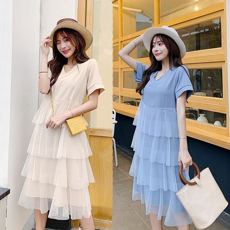 【新作】【送料無料】 マタニティドレス2020プラスサイズの妊娠中のドレスミッドカーフAラインコットン妊娠中のドレス女性 大きめサイズ AL expec343884993988