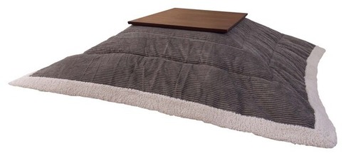 薄掛けコタツ布団 正方形 グレー コーデュロイ こたつ布団 うす掛け こたつ掛け布団 上掛け ボア縁取り おしゃれ カジュアル