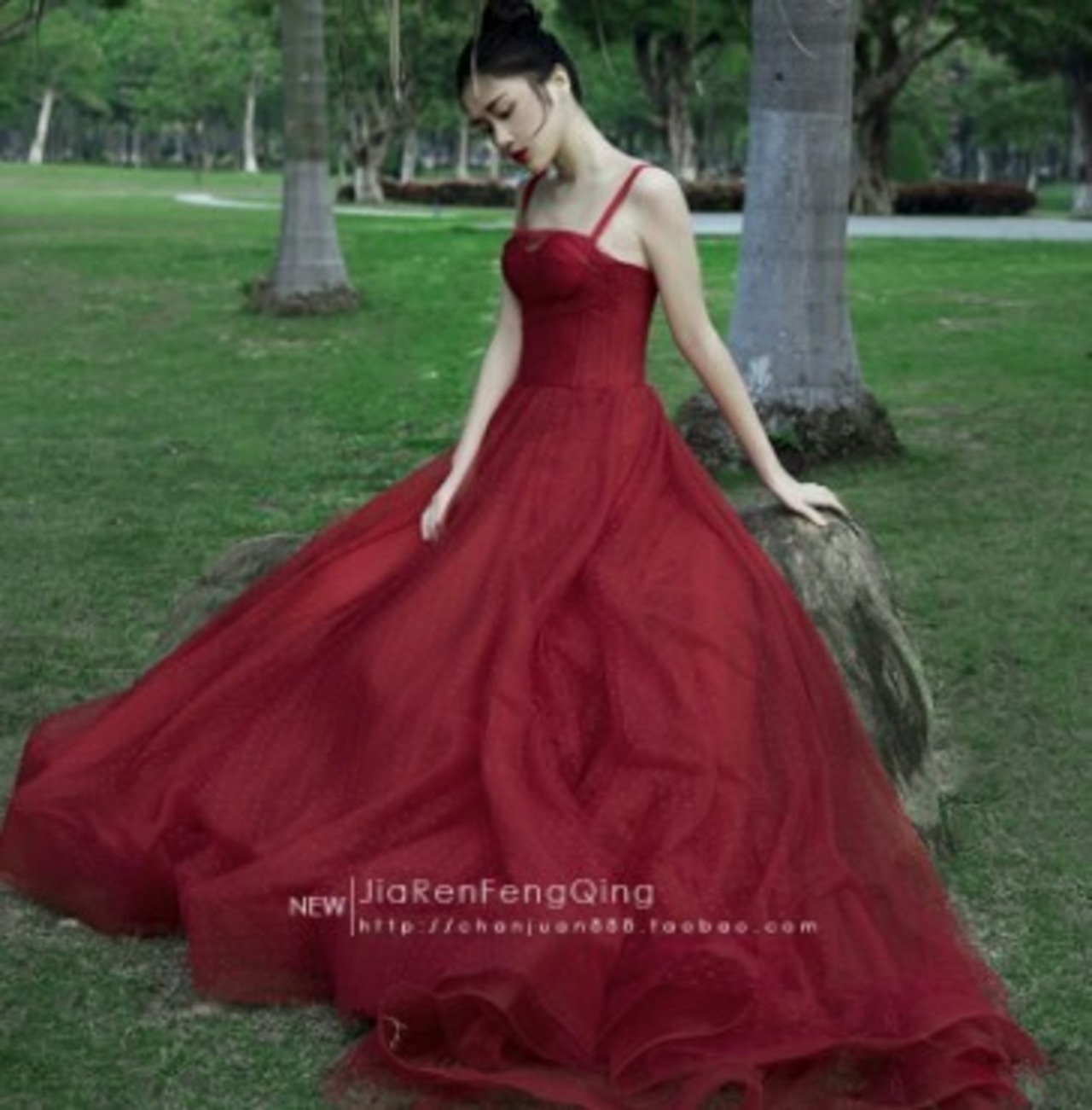 美品！ イブニングドレス ワインレッド キャミソール ミニトレーン/短  