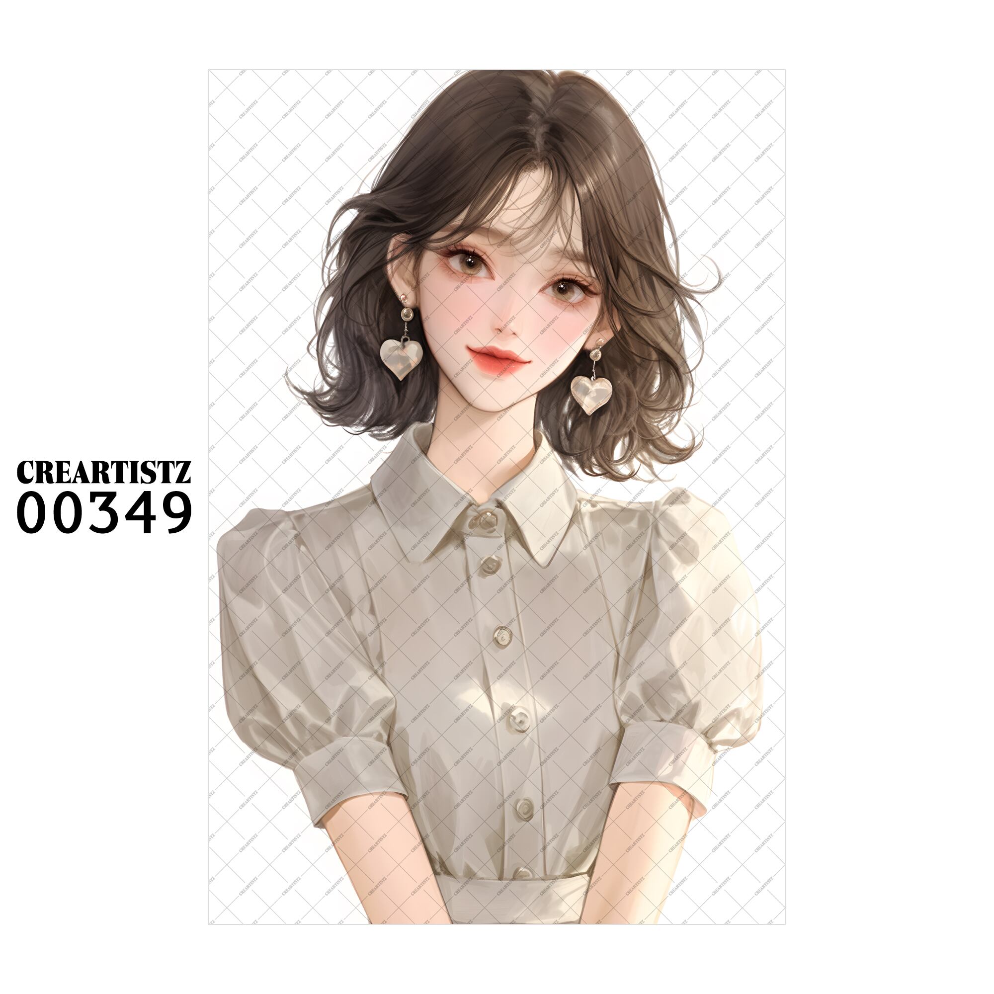 00349 ガール キュート オリジナル ペーパー/ステッカー 4枚セット CREARTISTZ