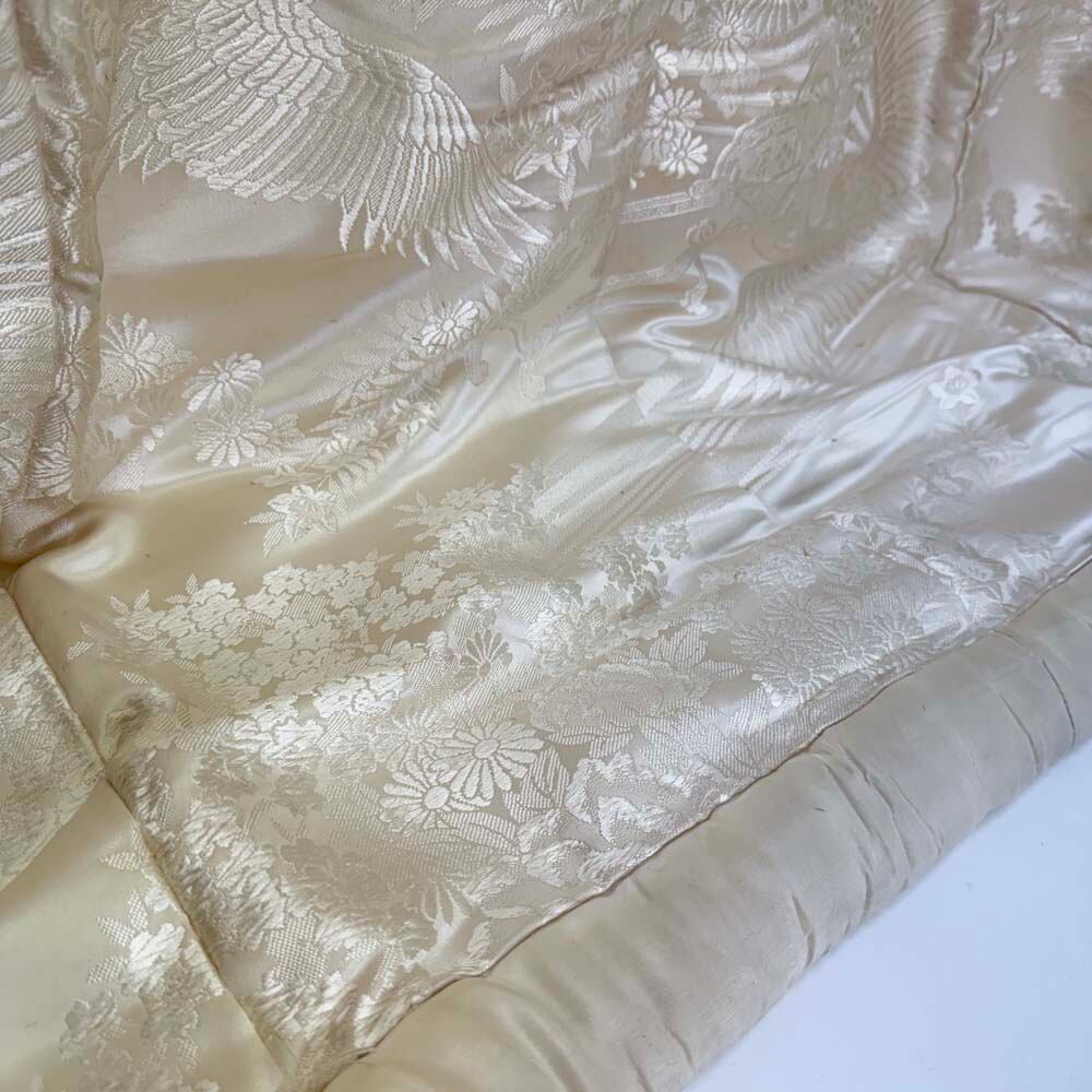 白打掛け 掛け下 襦袢 掛下帯 筥迫セット ホワイト 鶴 吉祥文様 花嫁