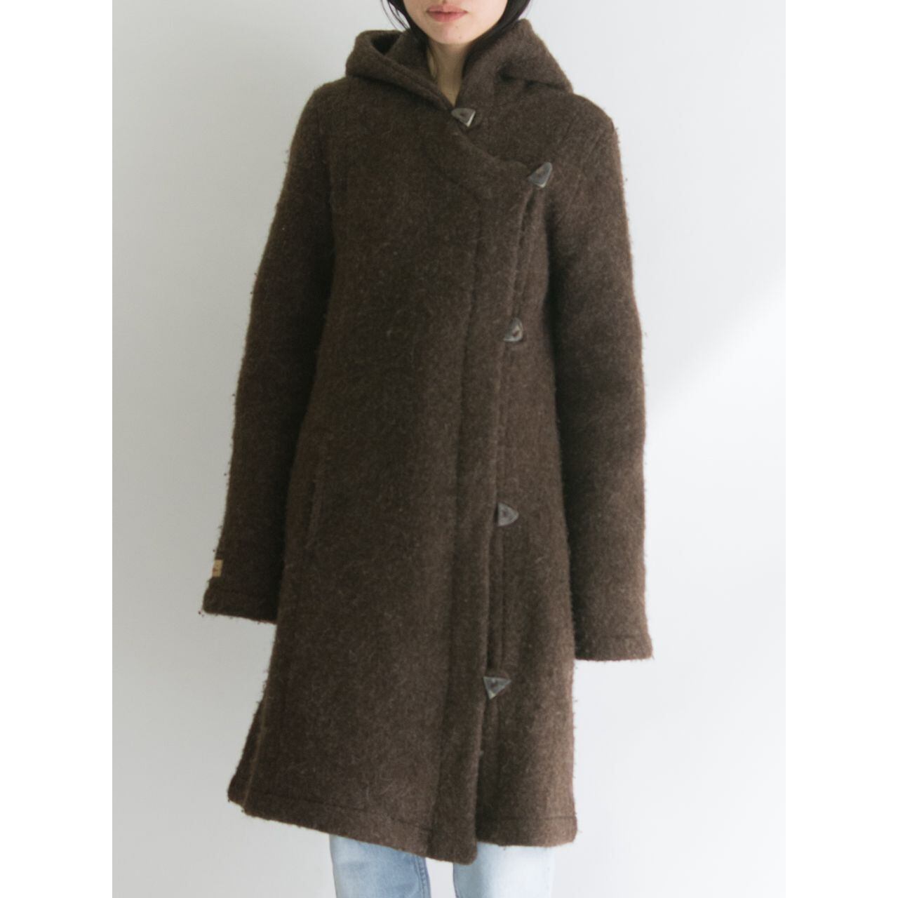 【Made in Faroe Islands】Asymmetry wool knit duffle coat（フェロー諸島製 アシンメトリーウールニットダッフルコート）2b