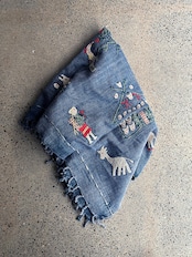 Naga tribe／Stonewashed embroidery rug（Blue）
