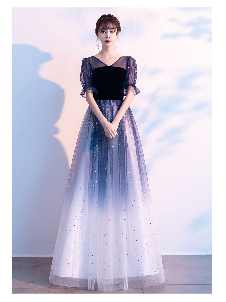 バックのリボンが可愛い パフスリーブスパンコールロングドレス L03701EW00289_7_l.jpg