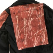 ブリーチ染めデニム 再構築ジャケット BLEACH DENIM MIX BOMBER JACKET RED denimbomberjk101