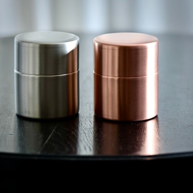 東屋 茶筒 中 銅(錫メッキ) / Azmaya Tea Canister (Medium), Copper