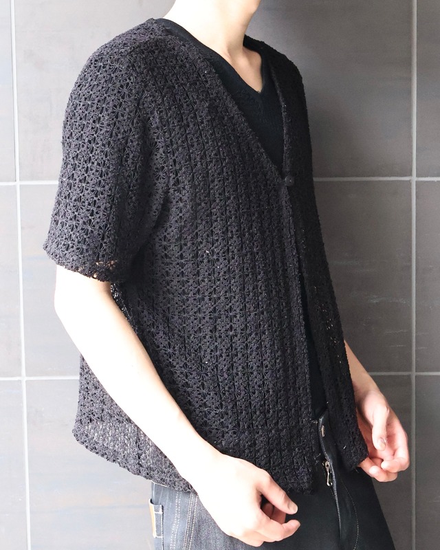 lace v-neck half sleeve cardigan