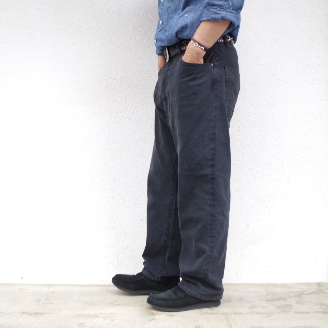HATSKI　Wide Tapered Denim  Fade Black  HTK-Denim03