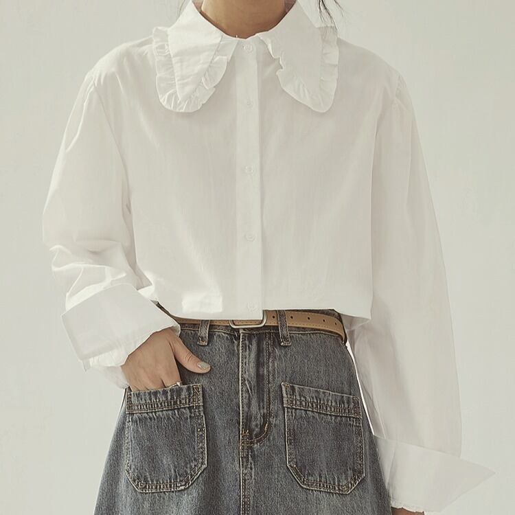 フリルカラー ロングスリーブシャツ 00165