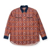 希少 80s ビンテージ PERSON'S FOR MEN パーソンズ フォーメン デザイン 総柄 デニム切替 長袖シャツ サイズ XL~程度 /メンズ/オールド