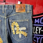 USA製PREMIUM DENIM 虎刺繍デニムパンツ ボタンフライ 赤耳 濃紺