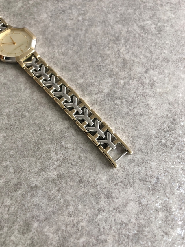 Yves Saint Laurent イヴ・サンローラン 腕時計 シルバー×ゴールド YSL ステンレススチール オクタゴン 2200-24762YO vintage ヴィンテージ オールド b4v8bj