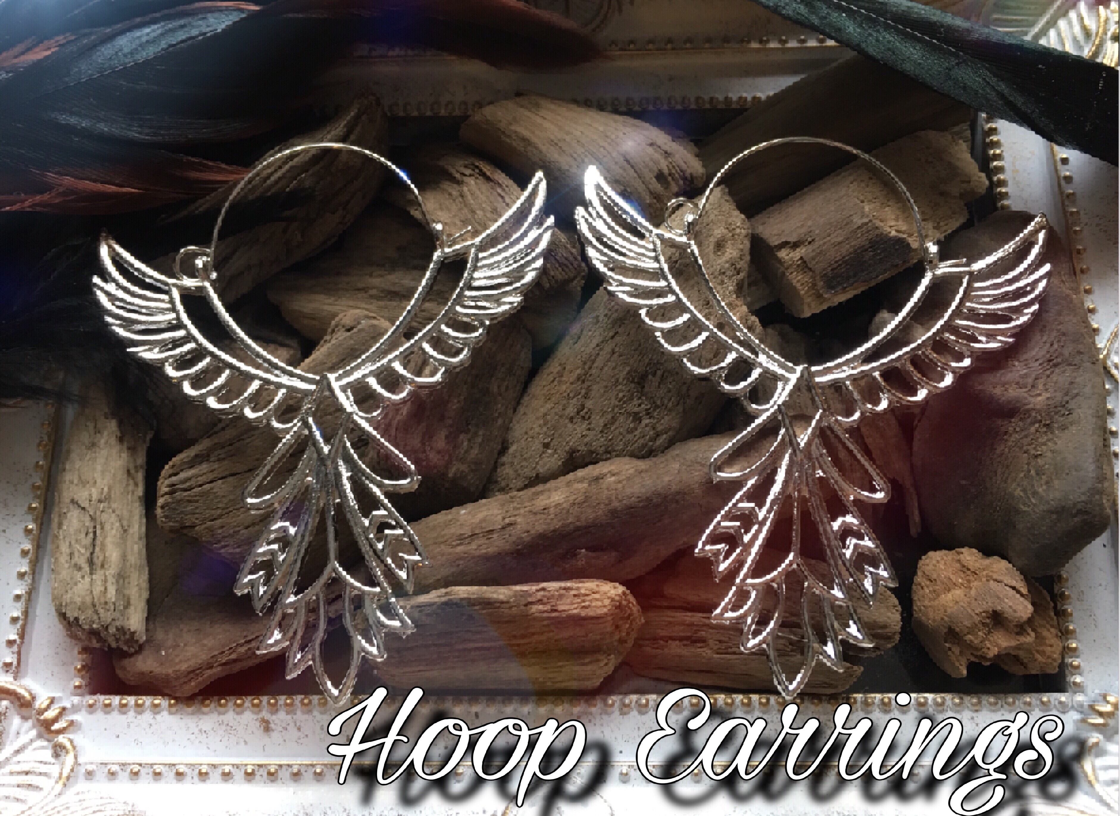 1ペア フープピアス インカピアス シルバー ゴールド 羽 サンダーバード インディアン ボヘミアン  ネイティブアメリカン ピアス