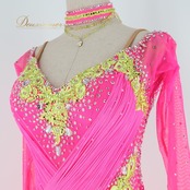 社交ダンス 衣装 白樺ドレス ラテン ドレス ワンピース 黄色 ピンク デモ 競技 ダンス パーティ 発表会 鮮やか かわいい ピンク系 イエロー系 フォーマル ダンス衣装 女性用 おしゃれ ステージ衣装 ビビッド コスチューム ダンスパーティ