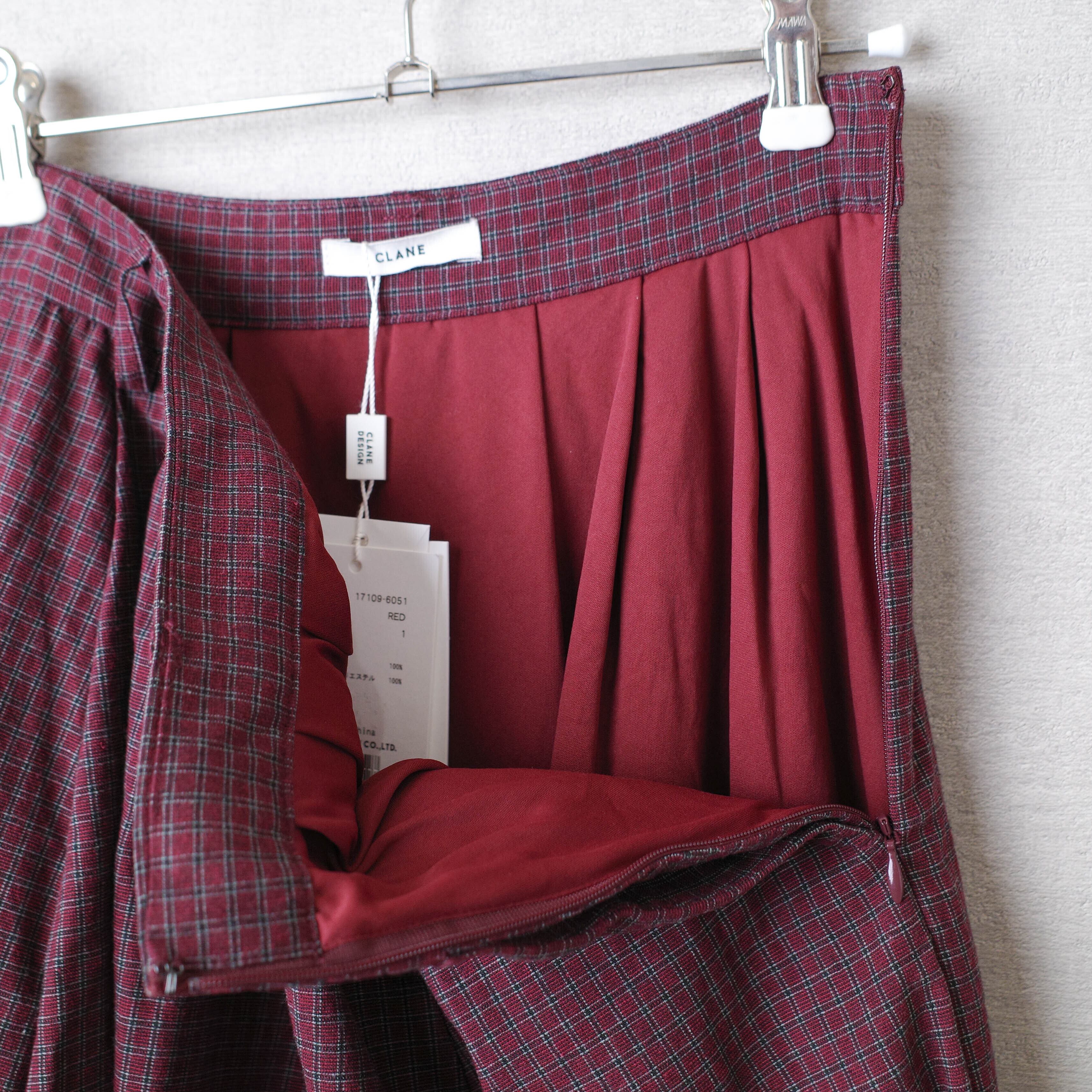 [NEW] CLANE	CHECK FLARE SKIRT 17109-6051