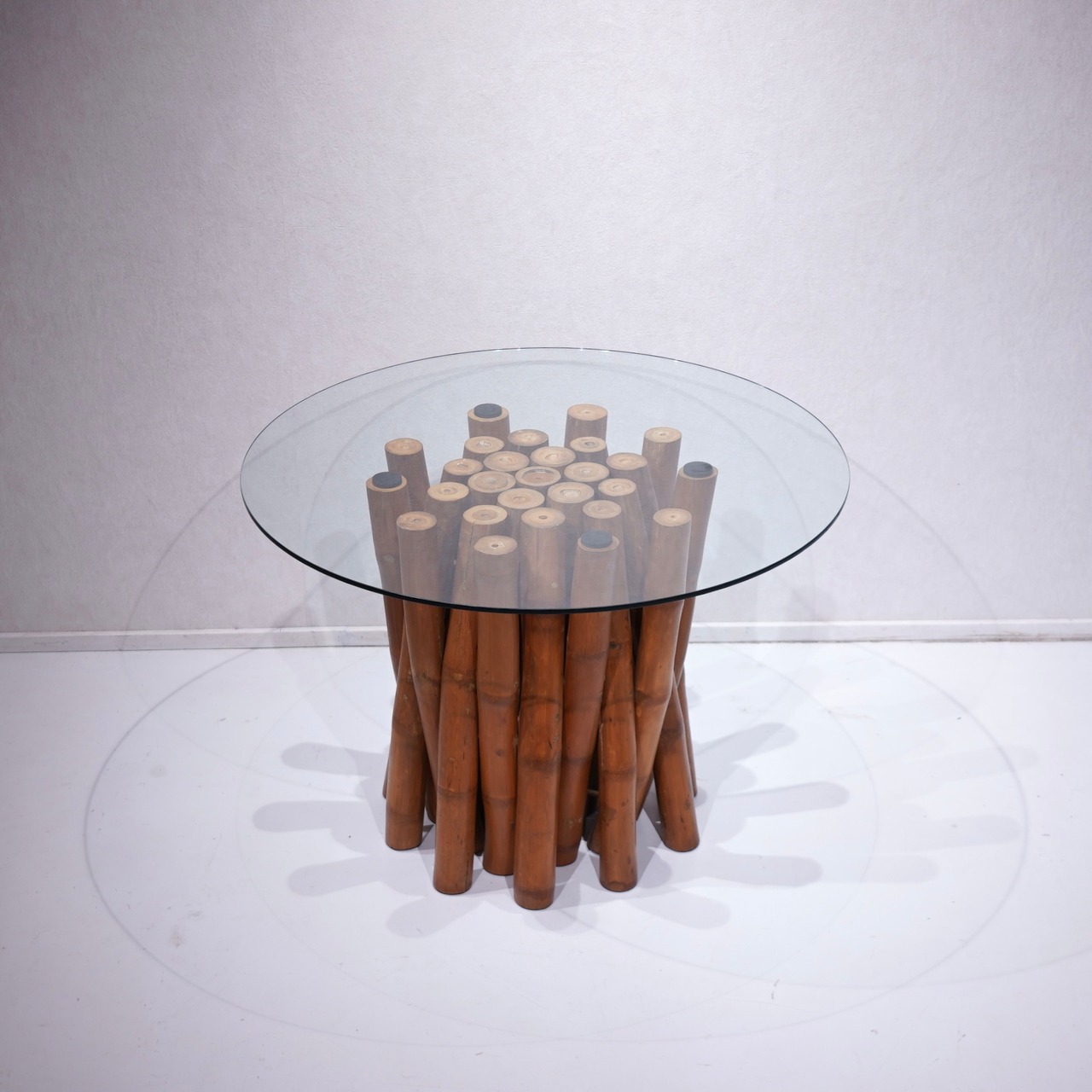 Anonymous Round Table / 美品 ダイニングテーブル ラウンドテーブル ガラス テーブル ナチュラル 和モダン （関連:ACTUS,IDEE,unico）