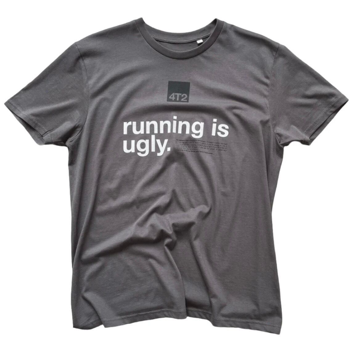 4T2 "running is ugly." tee col.anthracite