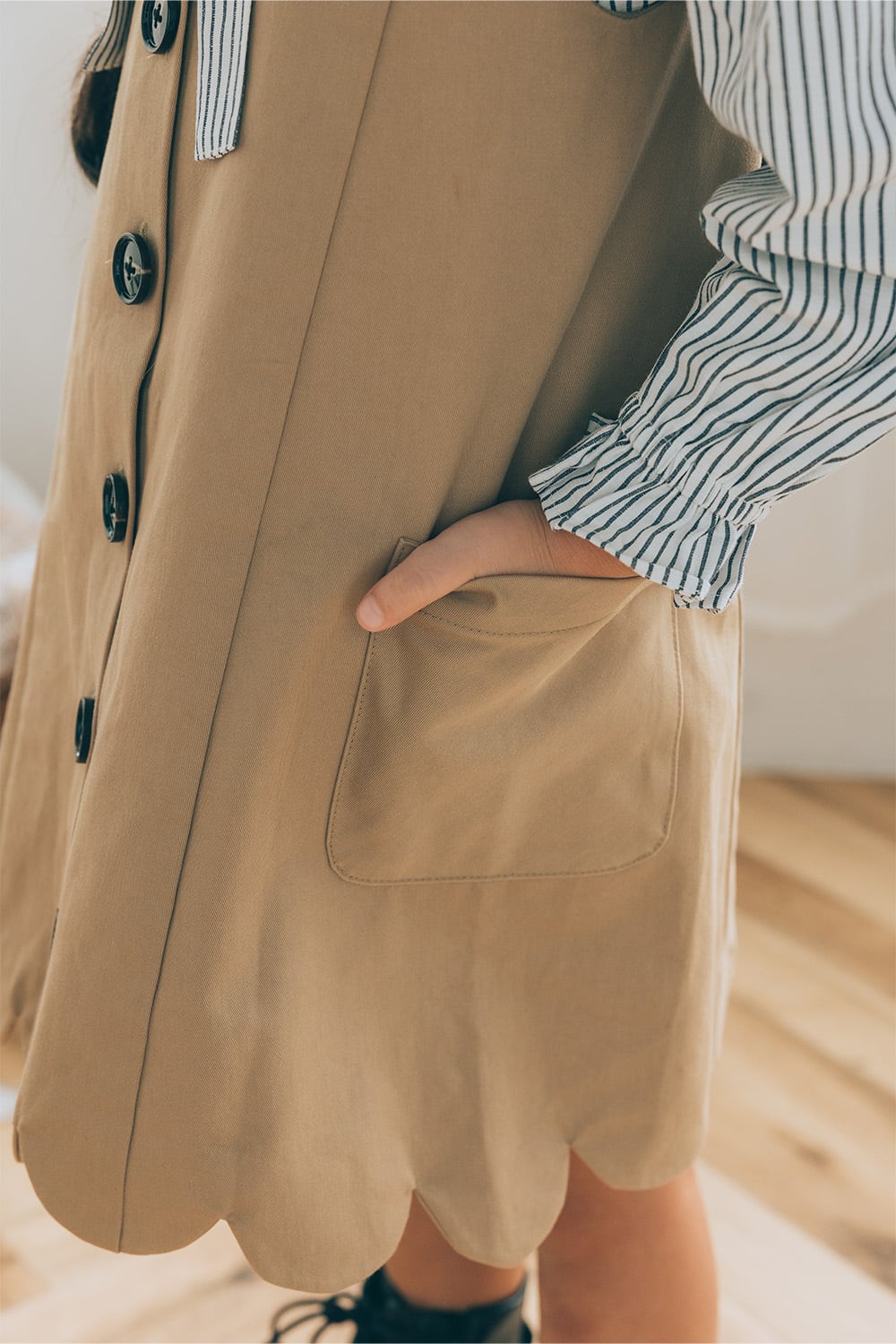 スカラップ2WAYジャンパースカート〈Beige〉 | Coquette