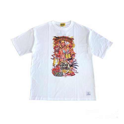 JUNKBLUES【NIGHTBEAT】 × Rockin' Jelly Bean ビックシルエット Tシャツ JUNKBLUES LTD COLOR (WHITE)