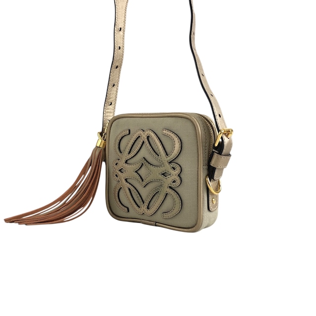 LOEWE ロエベ ショルダーバッグ ベージュ アナグラム キャンバス ミニバッグ vintage ヴィンテージ オールド meahck