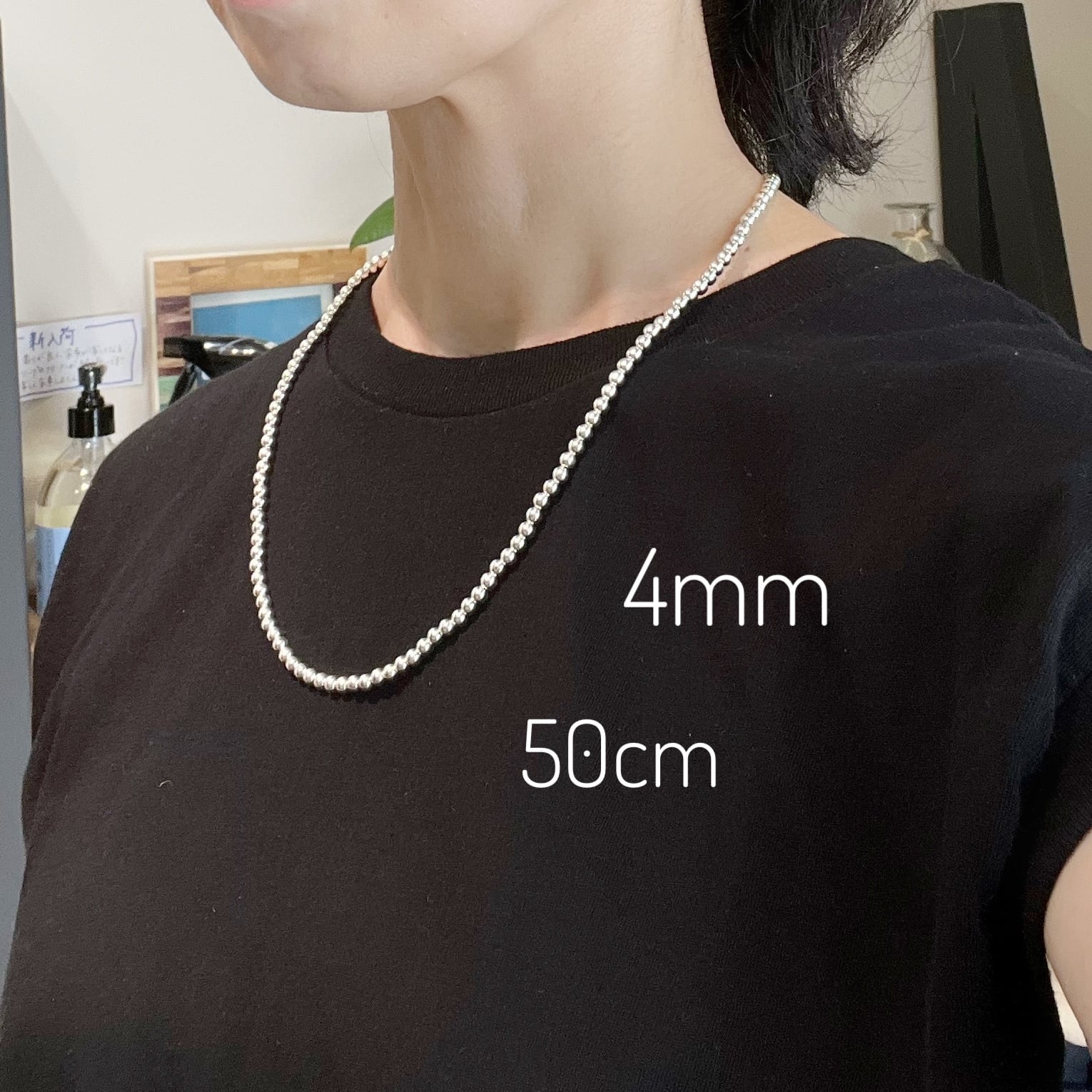 ナバホパール ネックレス 丸玉 4mm 50cm シャイニー《Indian ナバホパール ネックレス 丸玉 4mm 50cm シャイニー《Indian