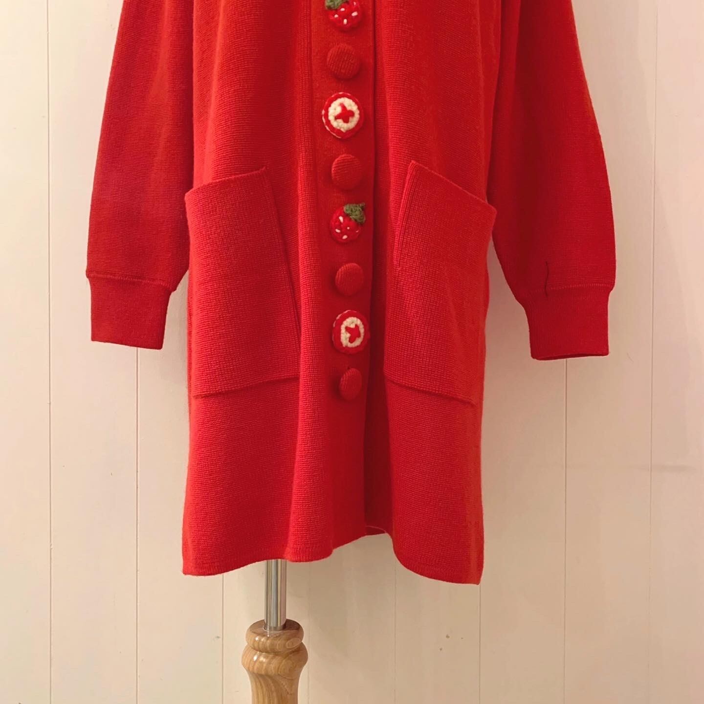 remake : strawberry button long knit cardigan