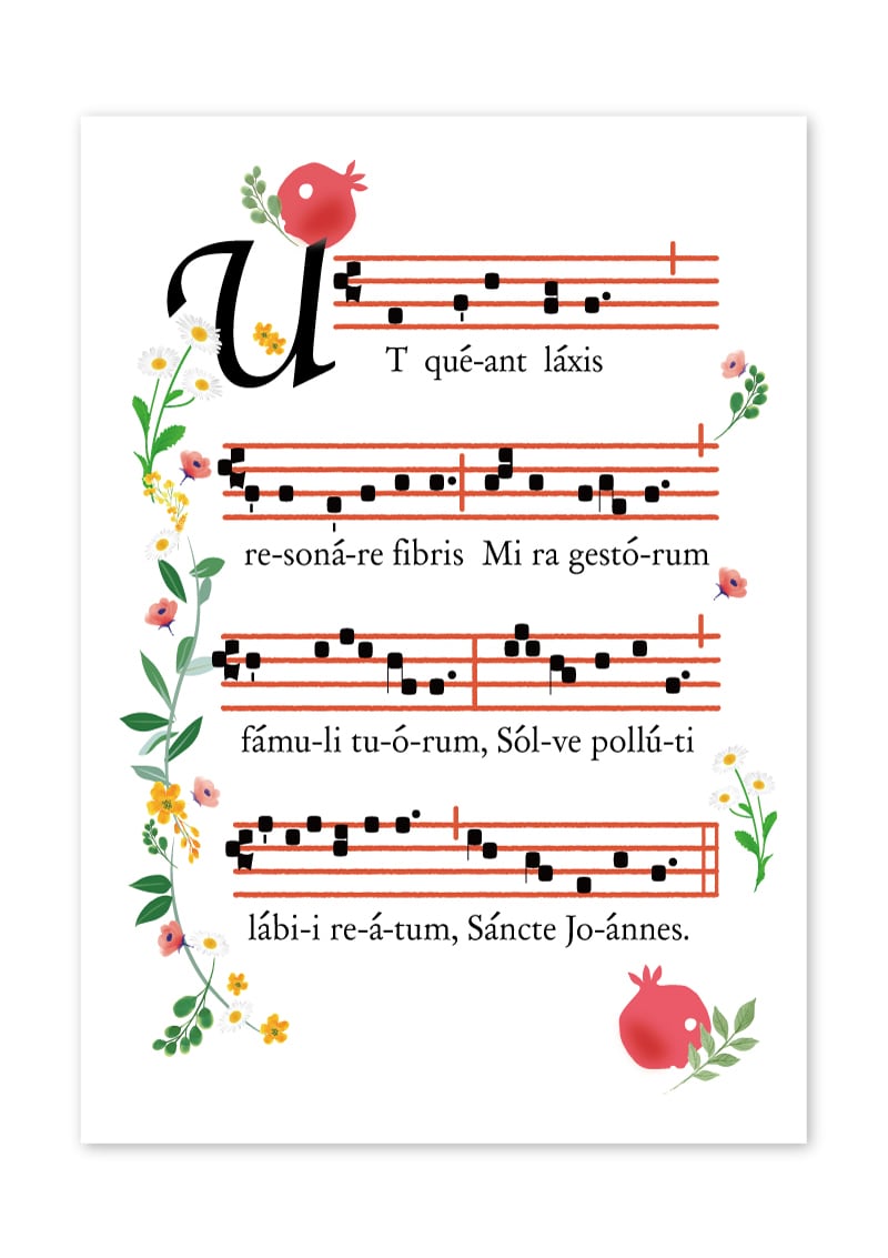 ドレミの発祥のネウマ譜の音楽ポスター♪ A4サイズ プレミアムマット紙