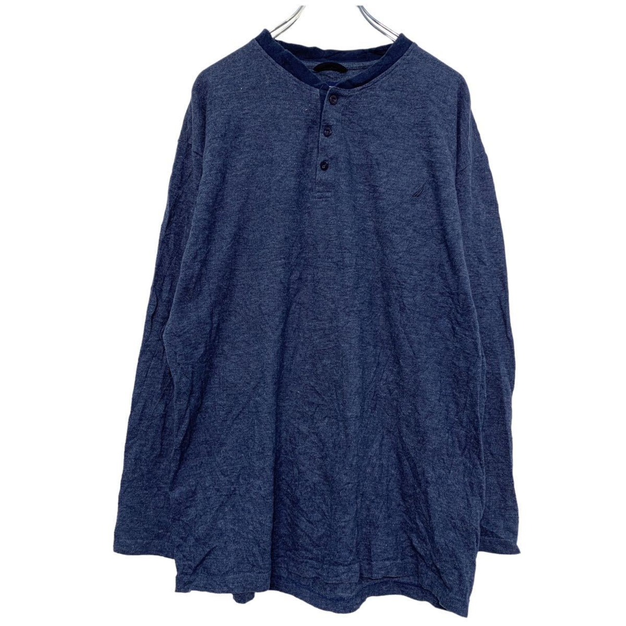 NAUTICA 長袖 ヘンリーネック Tシャツ L ネイビー ノーティカ 