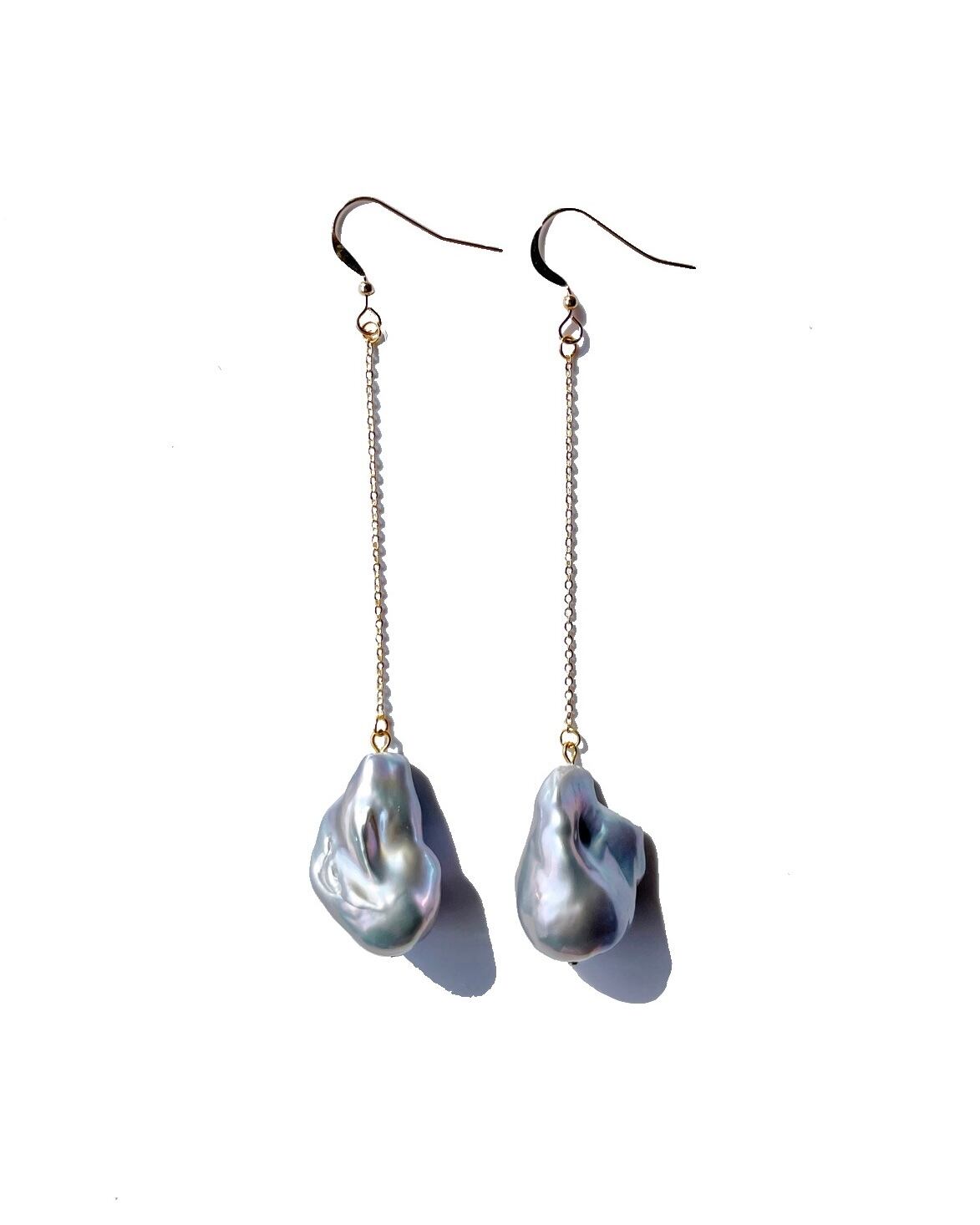 Baroque Pearl Long Pierce/earring -Gray-