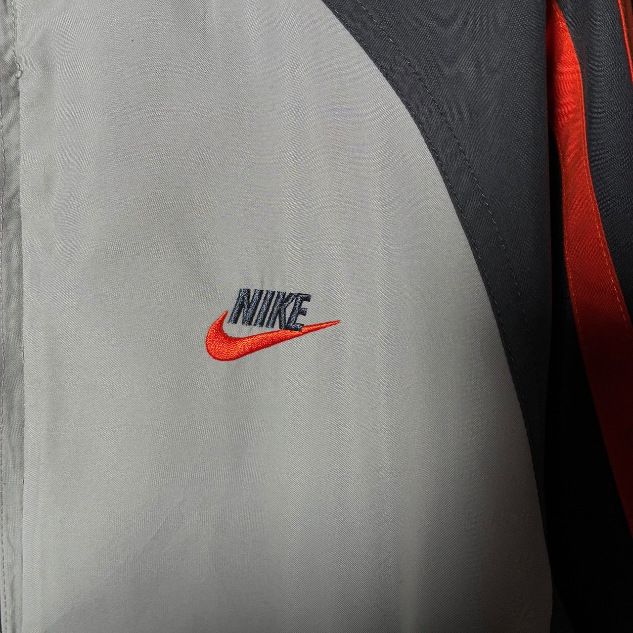 00s NIKE ナイロンジャケット　グレー×オレンジ　ドローコード　ナイキ
