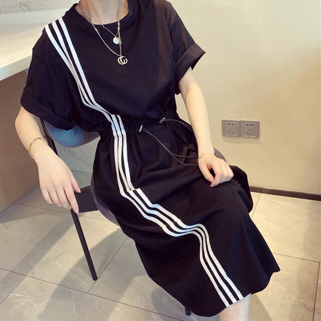 夏新作 ワンピース 4色 レディース サイドライン バイカラーワンピ バイカラー ワンピース 配色 ウエストマーク ワンピ ミモレ丈 ワンピース ロング ワンピース スリット入りワンピース 半袖 Iラインワンピース 体型カバー スポーティー 大人カジュアル P6800 Kirari きらり